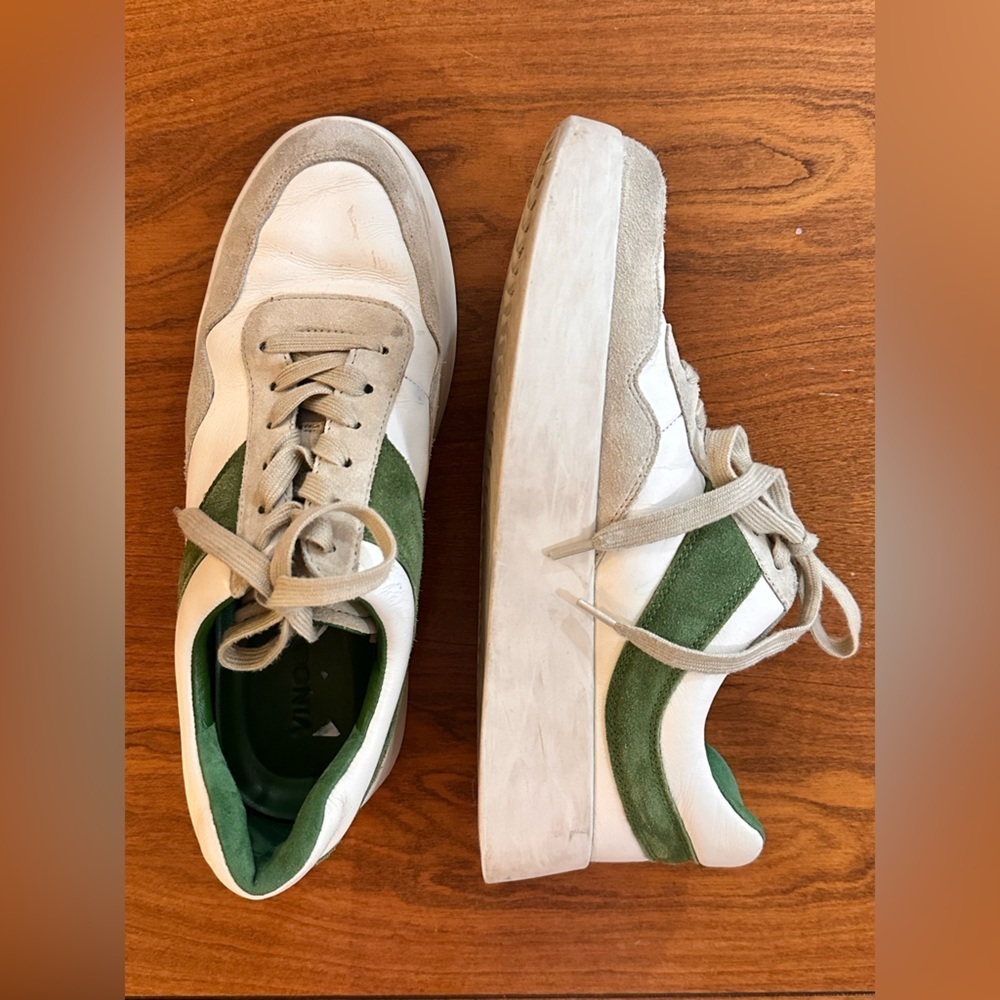 Vince Women’s Leather & Suede Low-Top Sneakers | Green & White Retro 8.5 - Picture 2 of 9